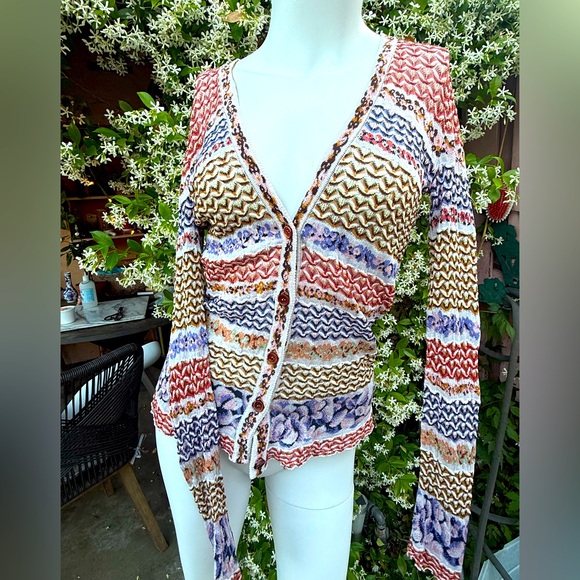 Missoni light weight cotton blend multi colored cardigan - Picture 2 of 11